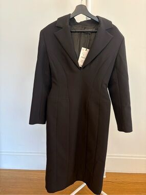 Classic Black Long Coat with Tailored Seams